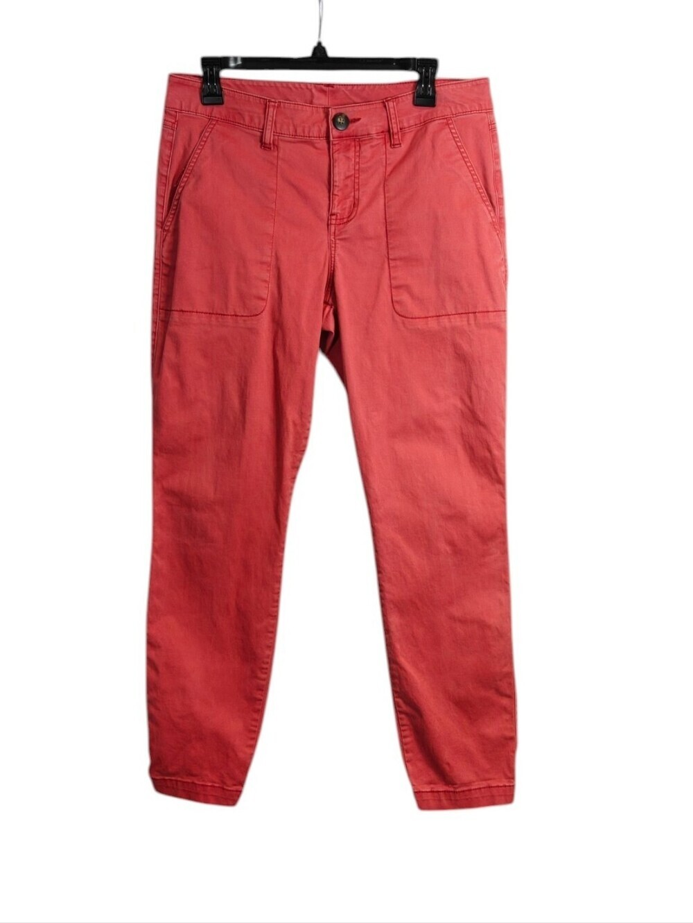 Cabi Nantucket Coral Red Hutton Ankle Jogger Jean Pants Slim tight Size 8